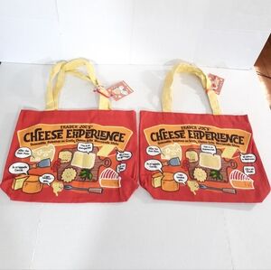Trader Joe' Cheese HEAVY DUTY COTTON REUSABLE GROCERY SHOPPING TOTE BAG Set of 2